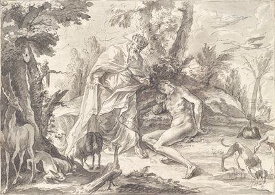 Dios Padre y Adán en el Paraíso de Gottfried Bernhard Götz