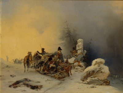 La retirada de las tropas francesas de Rusia, 1846 de Gottfried Willewalde