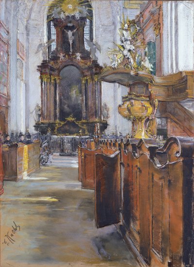 Interior de St. Michaelis en Hamburgo, 1890 de Gotthardt Johann Kuehl