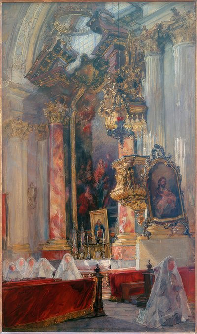 Interior de la iglesia de las damas de Múnich de Gotthardt Kuehl