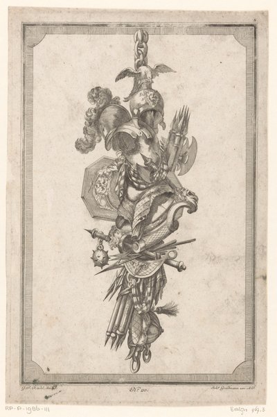 Trofeo con cascos y armadura de Gottlieb Friedrich Riedel