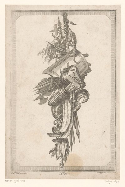 Trofeo con escudo y tocado de Gottlieb Friedrich Riedel