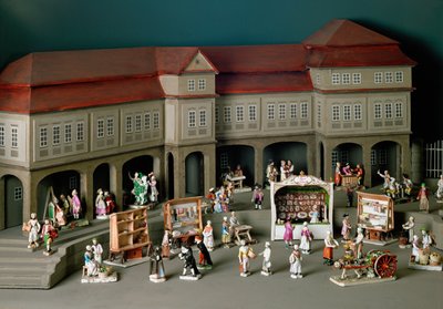 Feria veneciana una escena de mercado en recuerdo de un viaje a Venecia realizado por el duque Carl Eugen de Wuerttemberg de Gottlieb Friedrich Riedel