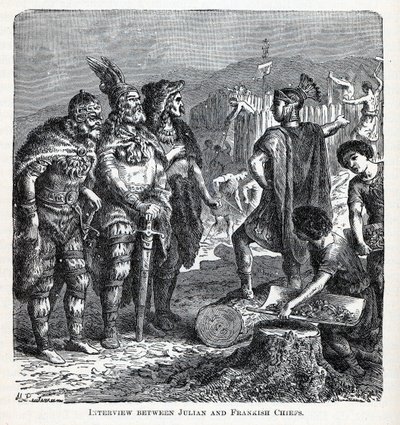 Entrevista entre Juliano y los jefes francos, 1882 de Gottlob Heinrich Leutemann