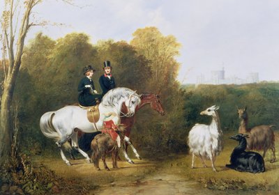 La reina Victoria y el príncipe Alberto viendo las llamas en el parque de la casa, Windsor de Gourlay Steel