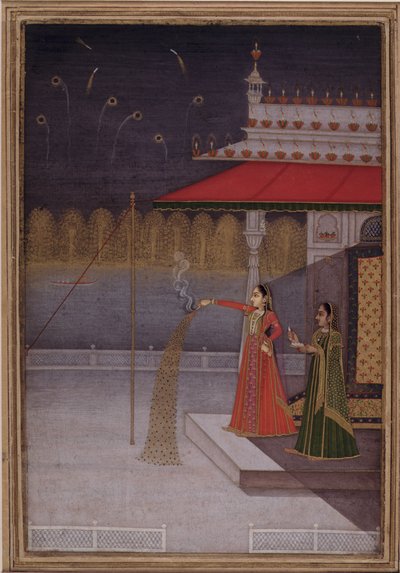 La noche de Shab-barat, c.1735-40 (acuarela opaca sobre papel) de Gouvardhan (attr. to)
