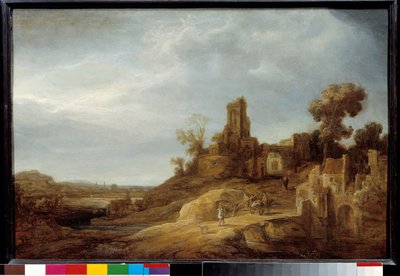 Paisaje con el puente y las ruinas de Govaert Flinck