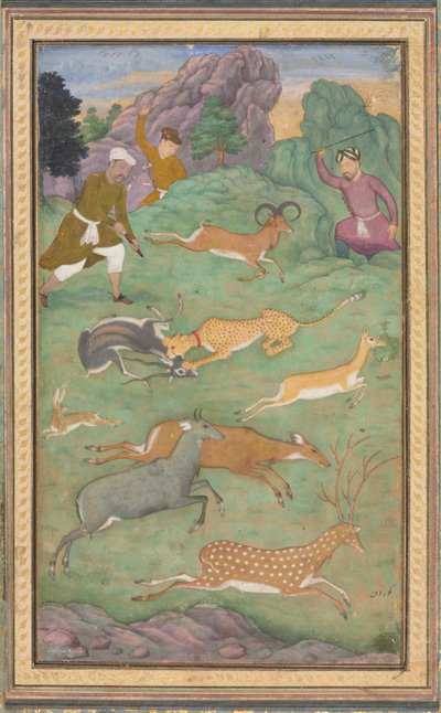 Caza de antílopes y ciervos, c. 1602-1604 de Govardhan