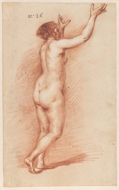 Mujer de pie con los brazos levantados de Govert Flinck (attributed to)
