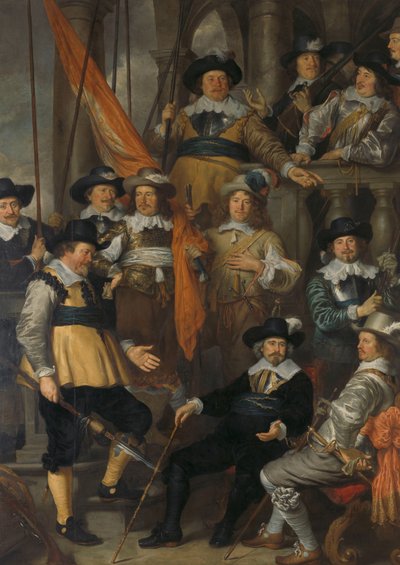Oficiales y otros guardias civiles del XVIII Distrito de Ámsterdam bajo el mando del capitán Albert Bas y el teniente Lucas Conijn de Govert Flinck