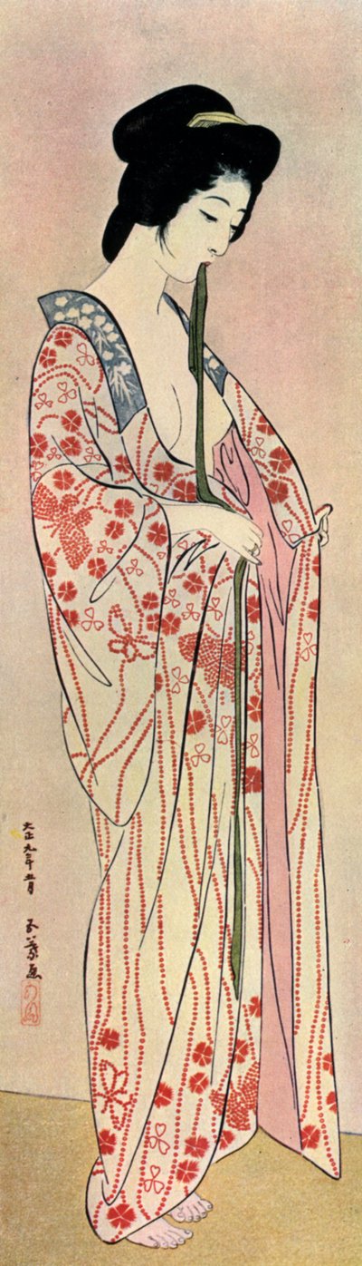 Una mujer japonesa con un nagajuban, 1920-1930 de Goyo Hashiguchi