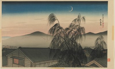 Luna de la tarde en Kobe (Kobe no yoizuki) era Taisho, enero de 1920 de Goyo Hashiguchi