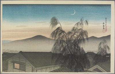 Luna de la tarde sobre Kobe, enero de 1920 de Goyo Hashiguchi