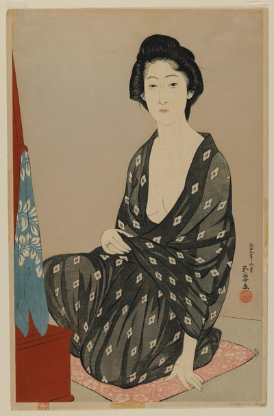 Mujer en Vestido de Verano, era Taisho, junio de 1920 de Goyo Hashiguchi