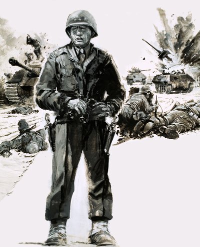General George C. Patton (gouache sobre papel) de Graham Coton