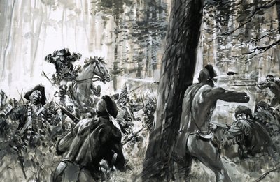 En 1765, el general Edward Braddock cayó en una emboscada tendida por soldados franceses y feroces indios canadienses. de Graham Coton