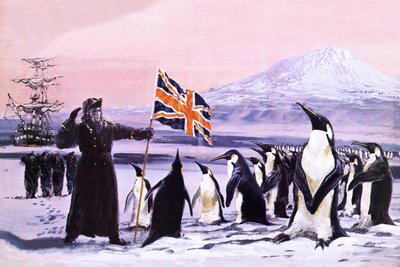 James Clark Ross planta la Union Jack en el hielo antártico en 1840 de Graham Coton