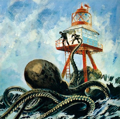 El monstruo de Cayo Serrana (litografía en color) de Graham Coton