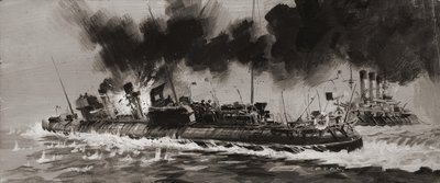 Unidentified WW1 naval engagement (gouache sobre papel) de Graham Coton