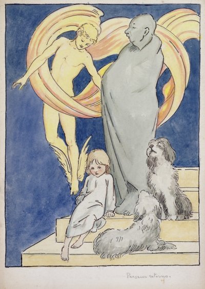 Perseus Returns, c.1904-05 (acuarela, pluma y tinta sobre papel) de Graham Robertson