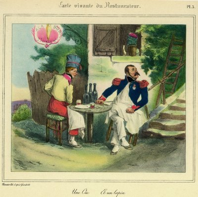 El mapa viviente del Restaurador “Un Ganso y un Conejo” (litografía) de Grandville