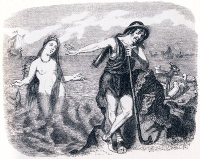 El pastor y el mar - Fábulas de La Fontaine de Grandville