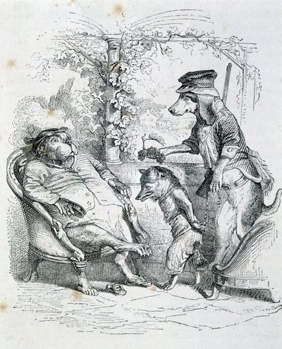 Los dos perros y el zorro Riffler - por Grandville de Grandville