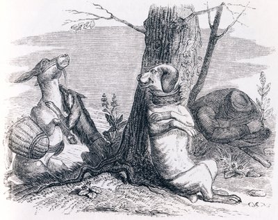 El burro y el perro - Fábulas de La Fontaine de Grandville
