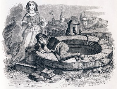 La fortuna y el niño - Fábulas de La Fontaine de Grandville