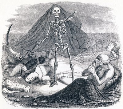 La muerte y el moribundo - Fábulas de La Fontaine de Grandville