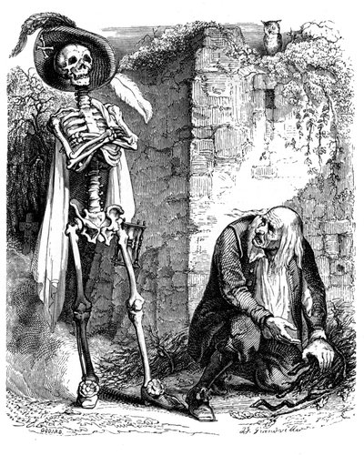 La Mort et le bucheron: fábula de La Fontaine ilustrada por Grandville. de Grandville (1803 47)