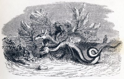 El dragón con muchas cabezas y el dragón con muchas colas - Fábulas de La Fontaine de Grandville