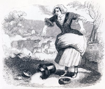 La lechera y el cántaro de leche - Fábulas de La Fontaine de Grandville