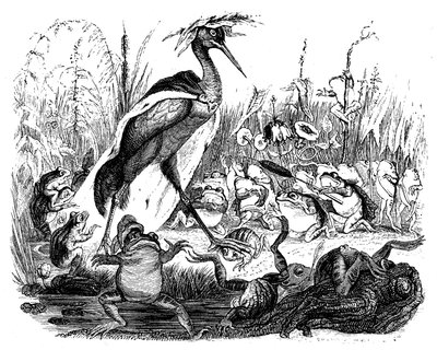 Las ranas piden al rey, ilustración de 