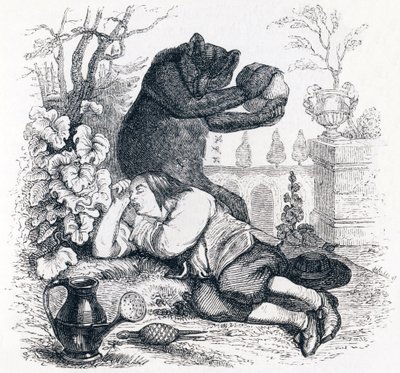 El oso y el amante de los jardines - Fábulas de La Fontaine de Grandville