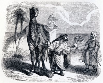 El camello y los palos flotantes - Fábulas de La Fontaine de Grandville