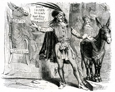 El charlatán: Fábula de La Fontaine ilustrada por Grandville. Edición Garnier 1860. Este patrón se lo pone difícil a todo burro científico. de Grandville (1803 47)