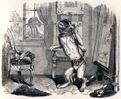 El perro con las orejas cortadas - Fábulas de La Fontaine de Grandville