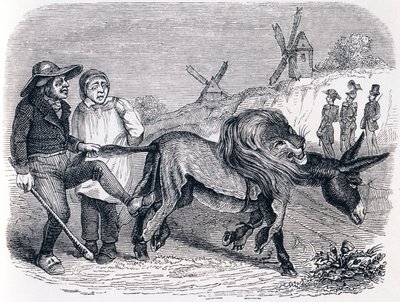 El burro con la piel de león - Fábulas de La Fontaine de Grandville