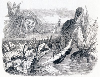 La paloma y la hormiga - Fábulas de La Fontaine de Grandville