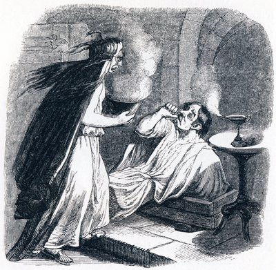 El borracho y su esposa - Fábulas de La Fontaine de Grandville