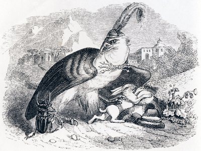 El águila y el caracol - Fábulas de La Fontaine de Grandville