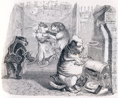 La educación - Fábulas de La Fontaine de Grandville