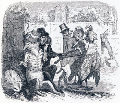 El zorro y las uvas - Fábulas de La Fontaine de Grandville