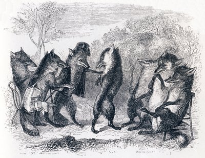 El zorro con la cola cortada - Fábulas de La Fontaine de Grandville