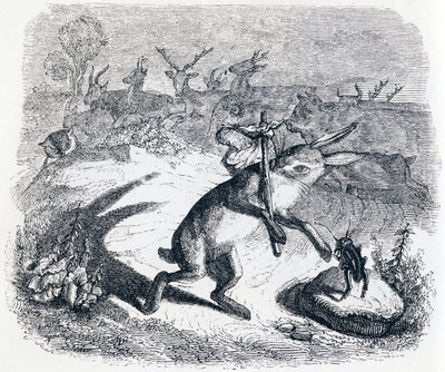 Las orejas de la liebre - Fábulas de La Fontaine de Grandville