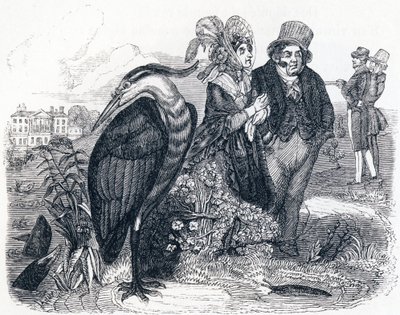 La garza - Fábulas de La Fontaine de Grandville