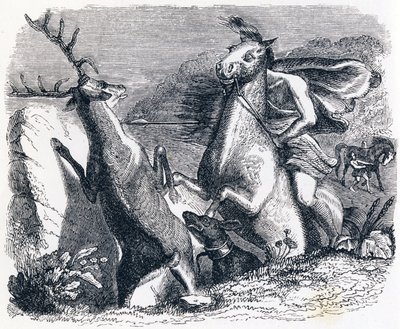 El caballo que quiso vengarse del ciervo - Fábulas de La Fontaine de Grandville