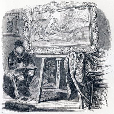 El arrendajo adornado con plumas de pavo real - Fábulas de La Fontaine de Grandville