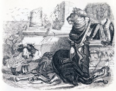 La corte del león - Fábulas de La Fontaine de Grandville